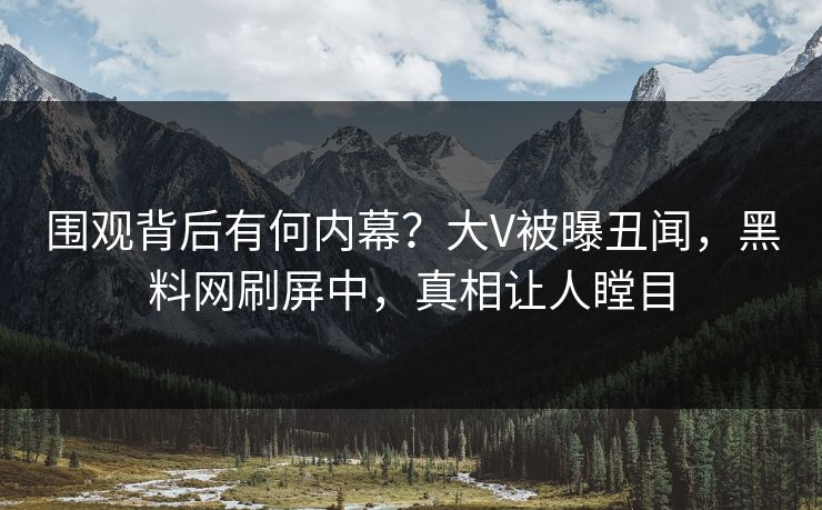 围观背后有何内幕？大V被曝丑闻，黑料网刷屏中，真相让人瞠目  第1张