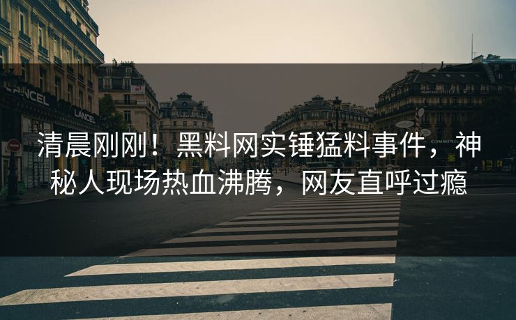 清晨刚刚！黑料网实锤猛料事件，神秘人现场热血沸腾，网友直呼过瘾