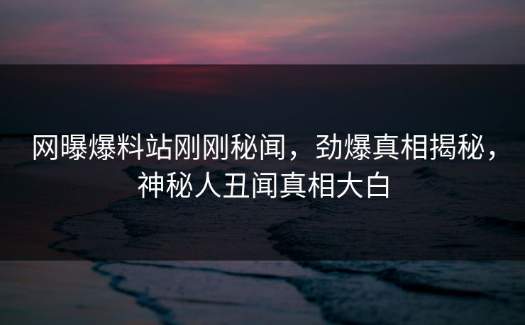 网曝爆料站刚刚秘闻，劲爆真相揭秘，神秘人丑闻真相大白  第1张