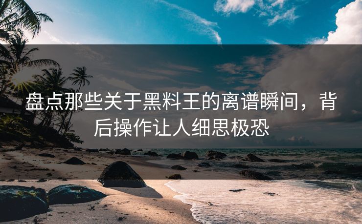 盘点那些关于黑料王的离谱瞬间，背后操作让人细思极恐  第1张
