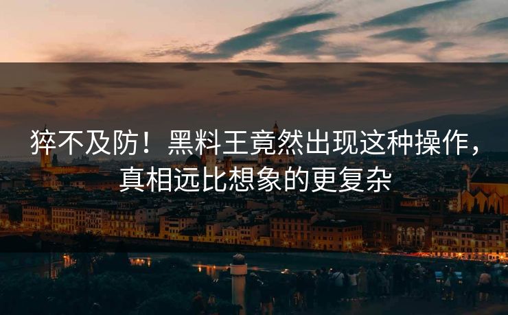 猝不及防！黑料王竟然出现这种操作，真相远比想象的更复杂  第1张