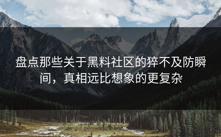 盘点那些关于黑料社区的猝不及防瞬间，真相远比想象的更复杂  第1张