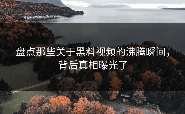 盘点那些关于黑料视频的沸腾瞬间，背后真相曝光了  第1张
