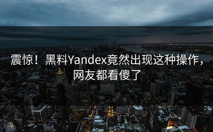 震惊！黑料Yandex竟然出现这种操作，网友都看傻了  第1张