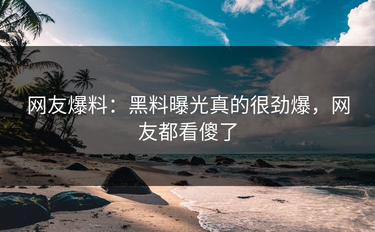 网友爆料：黑料曝光真的很劲爆，网友都看傻了  第1张