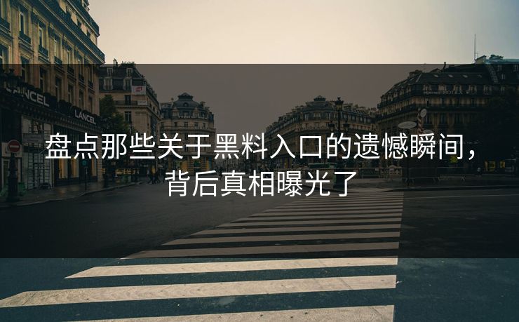 盘点那些关于黑料入口的遗憾瞬间，背后真相曝光了