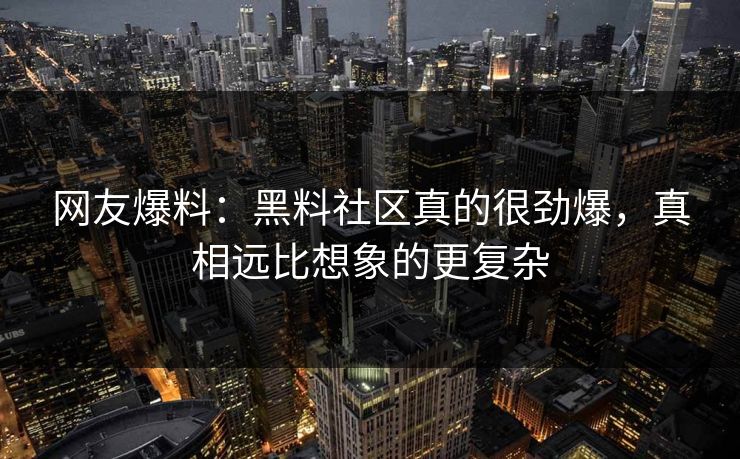 网友爆料：黑料社区真的很劲爆，真相远比想象的更复杂  第1张