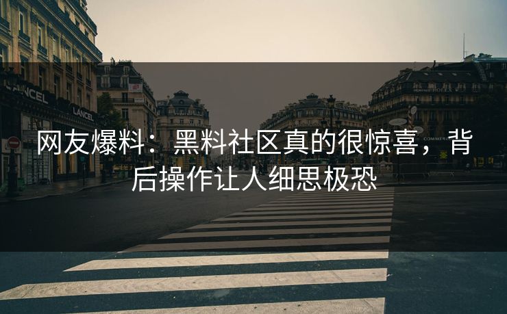 网友爆料：黑料社区真的很惊喜，背后操作让人细思极恐  第1张