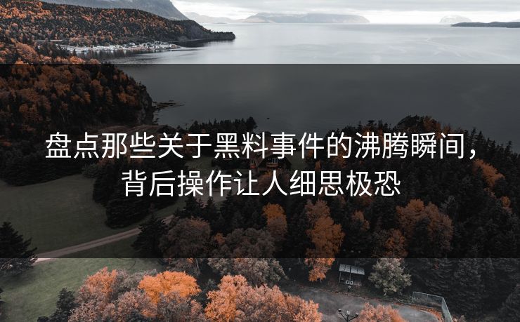 盘点那些关于黑料事件的沸腾瞬间，背后操作让人细思极恐