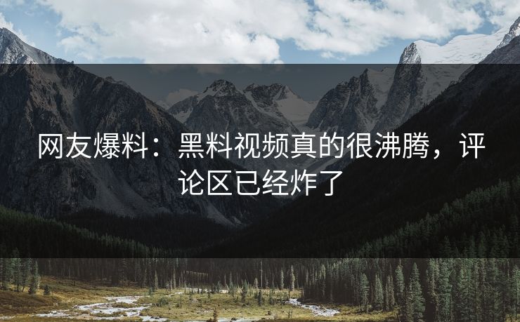 网友爆料：黑料视频真的很沸腾，评论区已经炸了  第1张