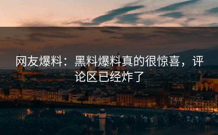 网友爆料：黑料爆料真的很惊喜，评论区已经炸了  第1张