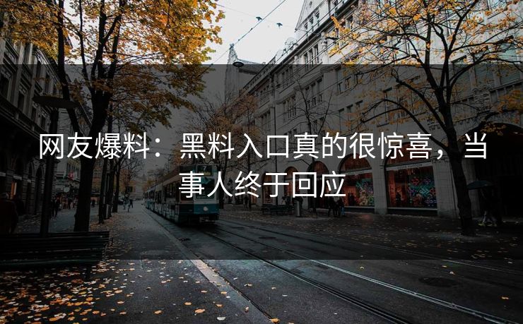 网友爆料：黑料入口真的很惊喜，当事人终于回应