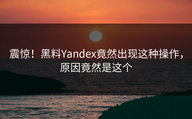 震惊！黑料Yandex竟然出现这种操作，原因竟然是这个  第1张