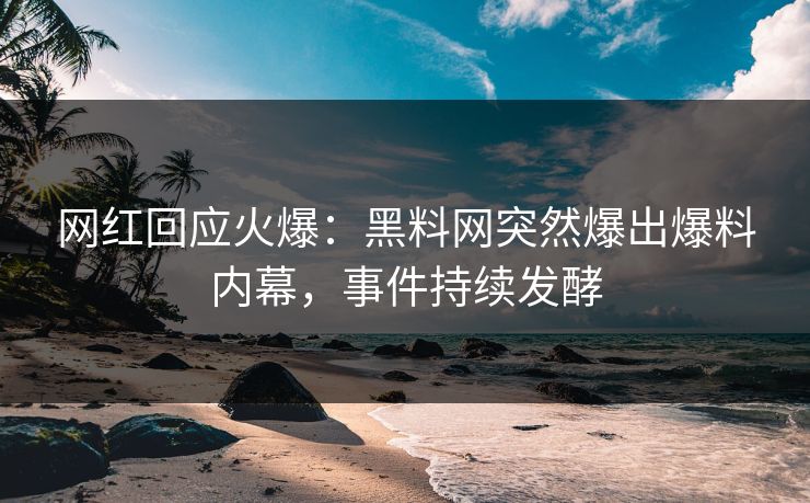 网红回应火爆：黑料网突然爆出爆料内幕，事件持续发酵  第1张