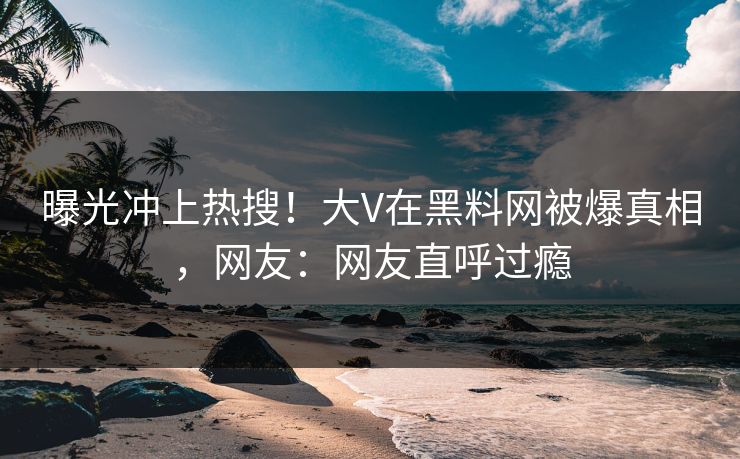 曝光冲上热搜！大V在黑料网被爆真相，网友：网友直呼过瘾  第1张