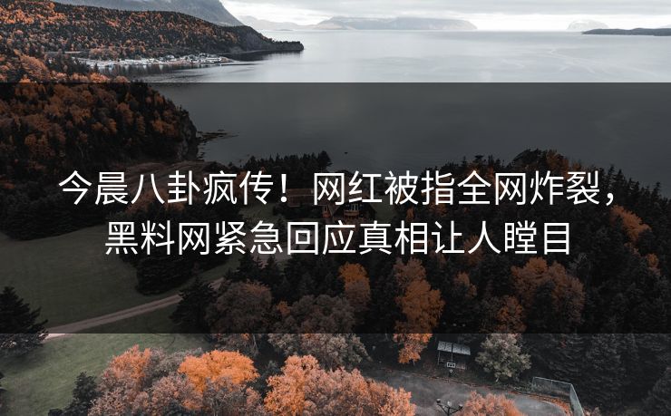 今晨八卦疯传！网红被指全网炸裂，黑料网紧急回应真相让人瞠目  第1张
