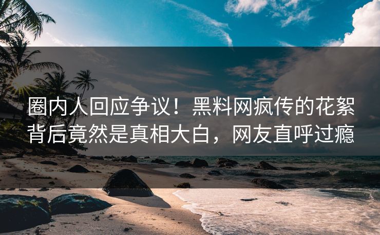 圈内人回应争议！黑料网疯传的花絮背后竟然是真相大白，网友直呼过瘾