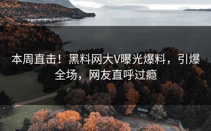 本周直击！黑料网大V曝光爆料，引爆全场，网友直呼过瘾  第1张