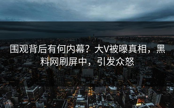 围观背后有何内幕？大V被曝真相，黑料网刷屏中，引发众怒  第1张