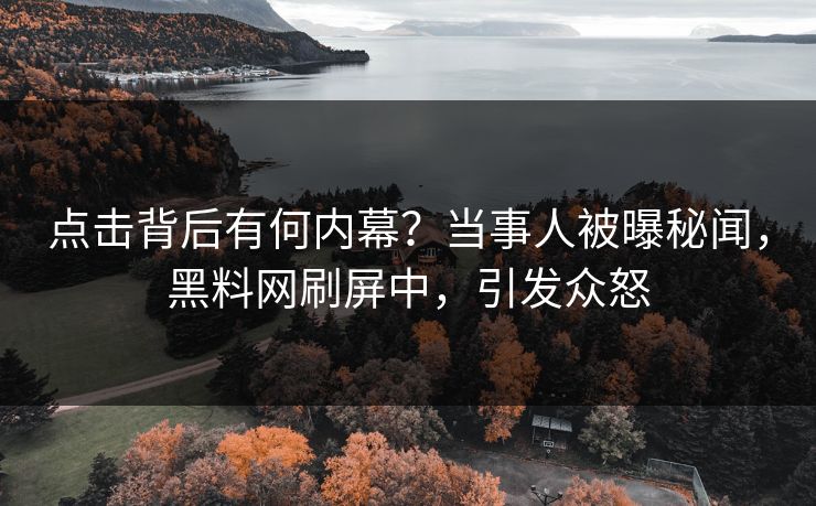 点击背后有何内幕？当事人被曝秘闻，黑料网刷屏中，引发众怒  第1张
