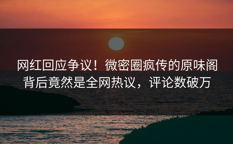 网红回应争议！微密圈疯传的原味阁背后竟然是全网热议，评论数破万  第1张