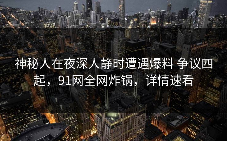 神秘人在夜深人静时遭遇爆料 争议四起,91网全网炸锅,详情速看 第1张 神秘人在夜深人静时遭遇爆料 争议四起,91网全网炸锅,详情速看 第1张