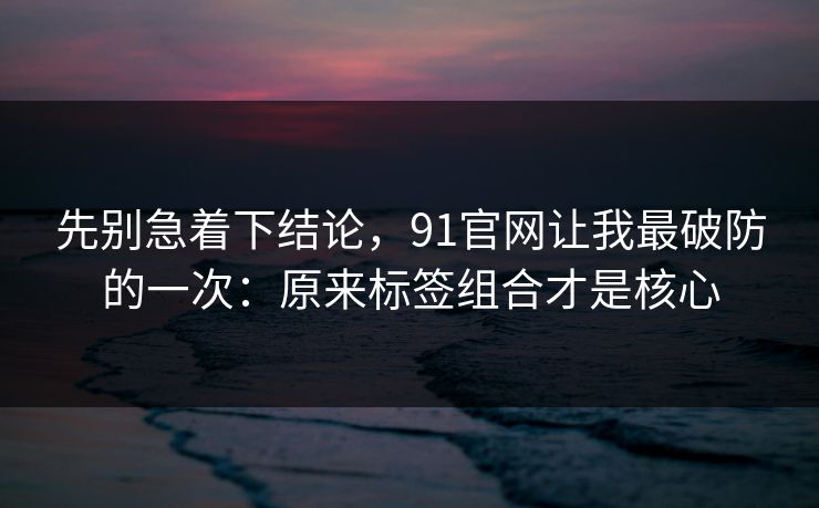 先别急着下结论，91官网让我最破防的一次：原来标签组合才是核心